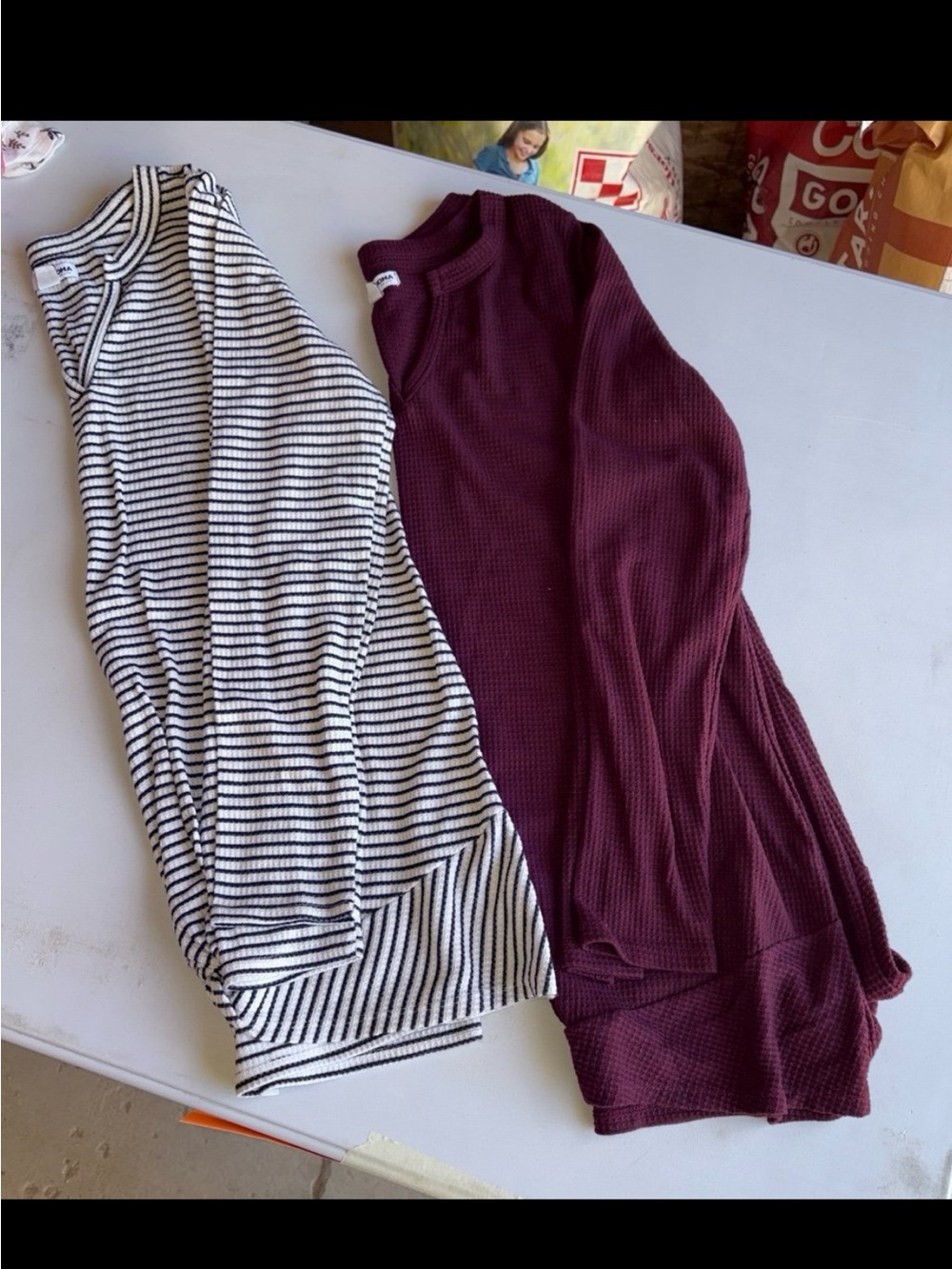 2 piece long sleeve maternity shirts; size small
